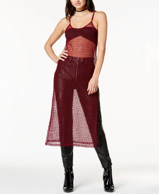 Fishnet Midi Dress Cozy Midi Dress with Pockets