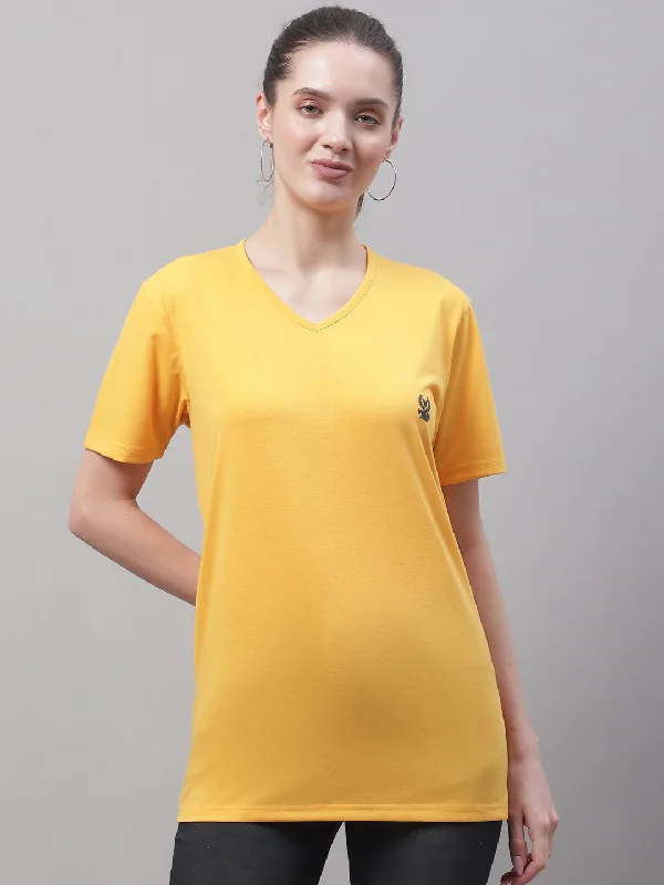 Vimal Jonney V Neck Cotton Solid Yellow T-Shirt for Women Rayon Fabric Velvet Fabric Corduroy Fabric Vimal Jonney V Neck Cotton Solid Yellow T-Shirt for Women Rayon Fabric Velvet Fabric Corduroy Fabric