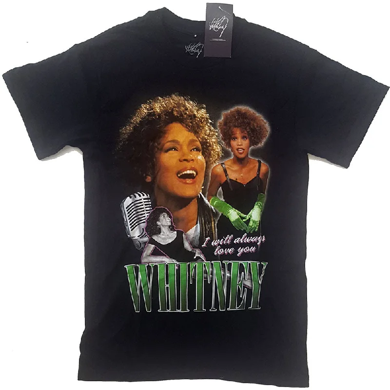 Whitney Houston | Official Band T-Shirt | Always Love You Homage Striped Floral Plaid