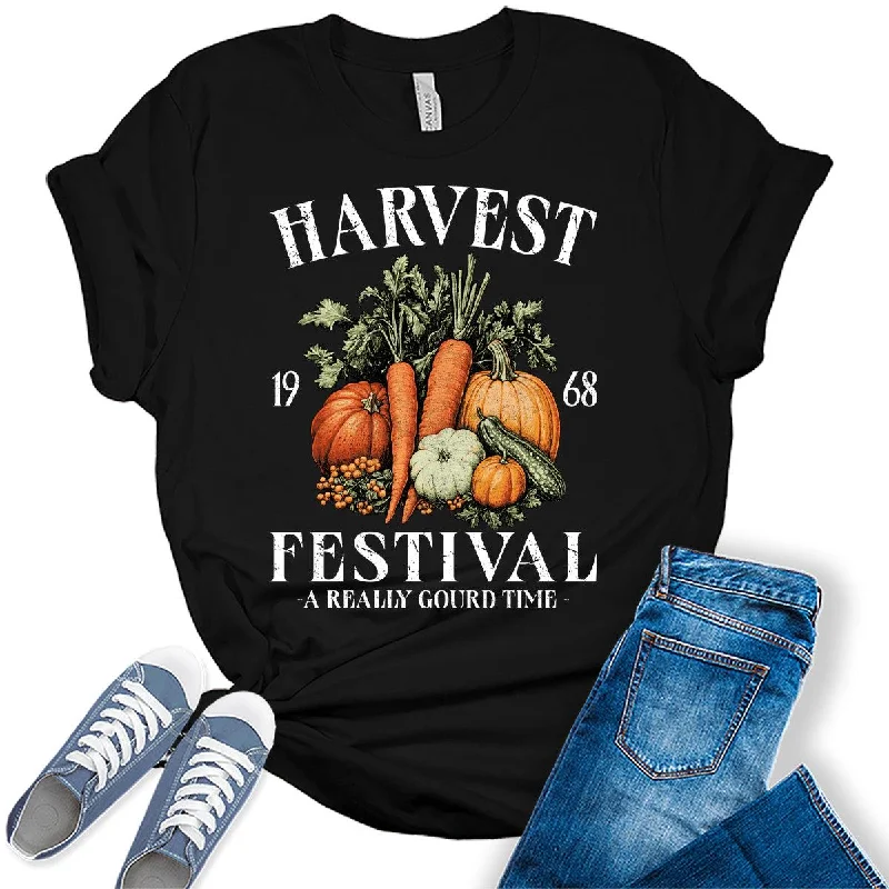 Womens Harvest Festival Thanksgiving Graphic Tees Graphic T-Shirt Round Neck Polyester