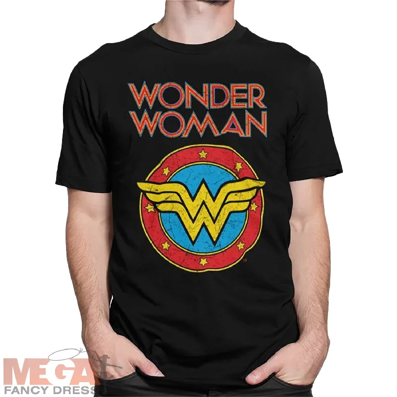 Unisex Wonder Woman Vintage Logo T-Shirt DC Universe Chenille Fabric Brocade Fabric Lace Fabric