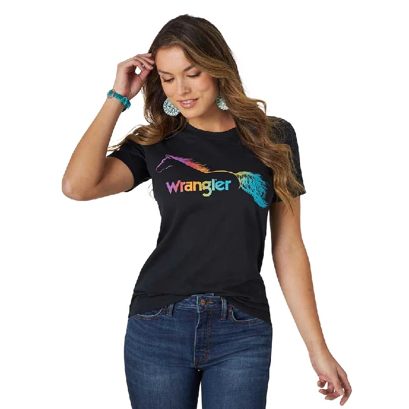 Wrangler Women's Retro Rainbow Horse Slim Fit Tee Front Pockets Side Pockets Patch Pockets Wrangler Women's Retro Rainbow Horse Slim Fit Tee Front Pockets Side Pockets Patch Pockets