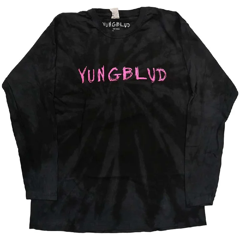 Yungblud Unisex Long Sleeved T-Shirt: Scratch Logo (Dip-Dye) Rayon Fabric Velvet Fabric Corduroy Fabric