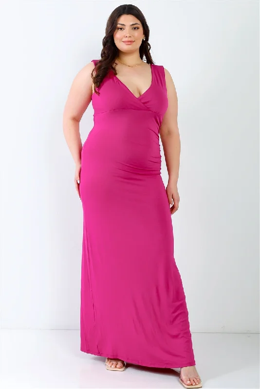 Plus V-neck Sleeveless Maxi Dress Fashionable Chiffon Maxi Dress