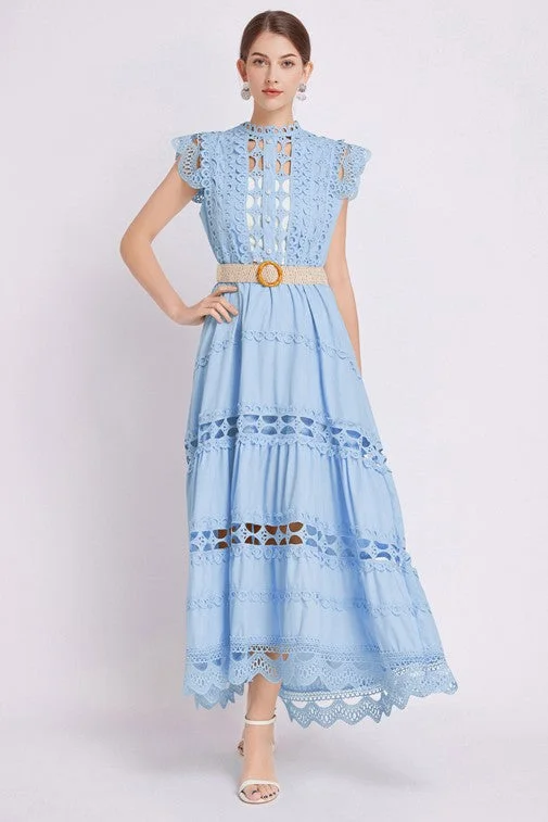 By Claude Embroidered Tiered Maxi DRESS Trendy Fit-and-Flare Maxi Dress