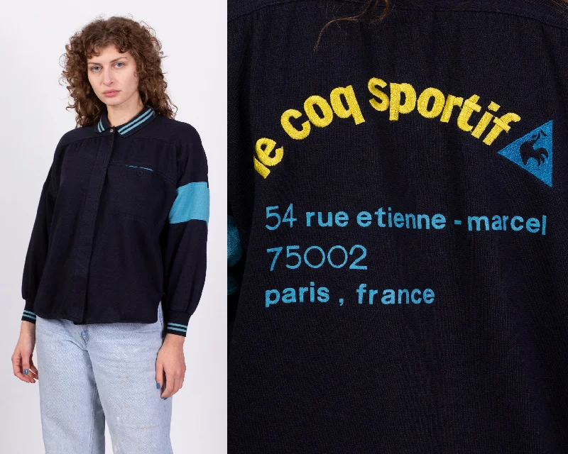 80s Le Coq Sportif Cardigan Sweatshirt - Medium Hoodie with Exposed Zipper Edgy Industrial 80s Le Coq Sportif Cardigan Sweatshirt - Medium Hoodie with Exposed Zipper Edgy Industrial
