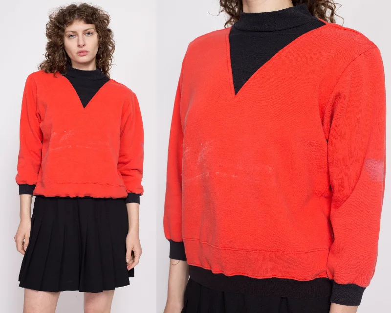 80s Orange Black Color Block Sweatshirt - Petite Small to Medium Hoodie with Pastel Soft Subtle 80s Orange Black Color Block Sweatshirt - Petite Small to Medium Hoodie with Pastel Soft Subtle