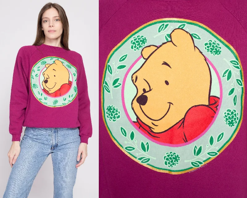 90s Winnie The Pooh Purple Sweatshirt - Large Hoodie with Reflective Safety Nightwear 90s Winnie The Pooh Purple Sweatshirt - Large Hoodie with Reflective Safety Nightwear