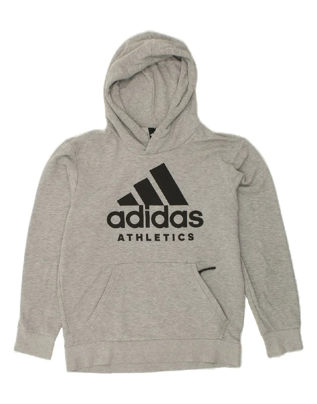 ADIDAS Mens Graphic Hoodie Jumper Medium Grey Cotton Hoodie with Cropped Fit Short Trendy ADIDAS Mens Graphic Hoodie Jumper Medium Grey Cotton Hoodie with Cropped Fit Short Trendy