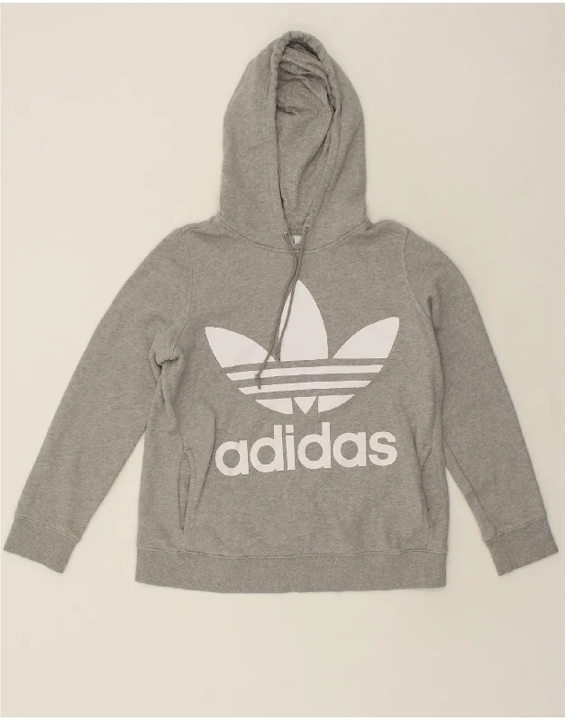 ADIDAS Womens Graphic Hoodie Jumper UK 12 Medium Grey Cotton Hoodie with Pocket Utility Practical ADIDAS Womens Graphic Hoodie Jumper UK 12 Medium Grey Cotton Hoodie with Pocket Utility Practical