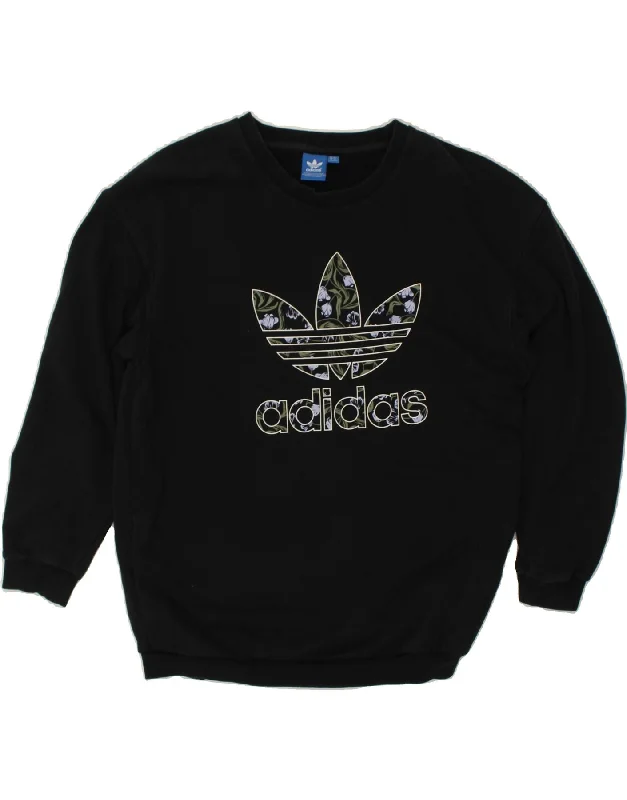 ADIDAS Womens Oversized Graphic Sweatshirt Jumper UK 12 Medium Black Hoodie with Zipper Versatile Modern ADIDAS Womens Oversized Graphic Sweatshirt Jumper UK 12 Medium Black Hoodie with Zipper Versatile Modern