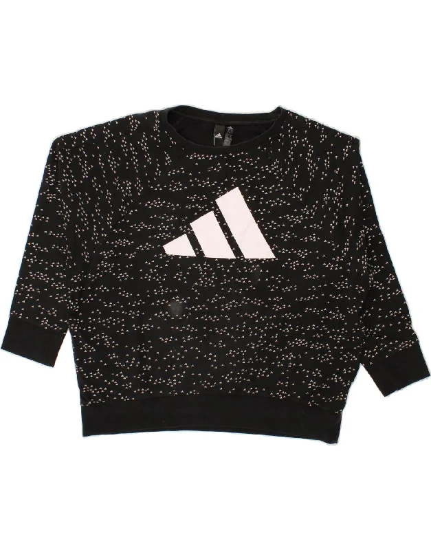 ADIDAS Womens Oversized Graphic Sweatshirt Jumper UK 18 XL Black Cotton Hoodie with Set-In Sleeves Structured Classic ADIDAS Womens Oversized Graphic Sweatshirt Jumper UK 18 XL Black Cotton Hoodie with Set-In Sleeves Structured Classic