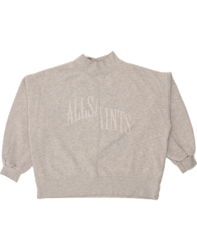 ALL SAINTS Womens Oversized Graphic Sweatshirt Jumper UK 14 Medium Grey Hoodie with Lining Warm Insulated ALL SAINTS Womens Oversized Graphic Sweatshirt Jumper UK 14 Medium Grey Hoodie with Lining Warm Insulated