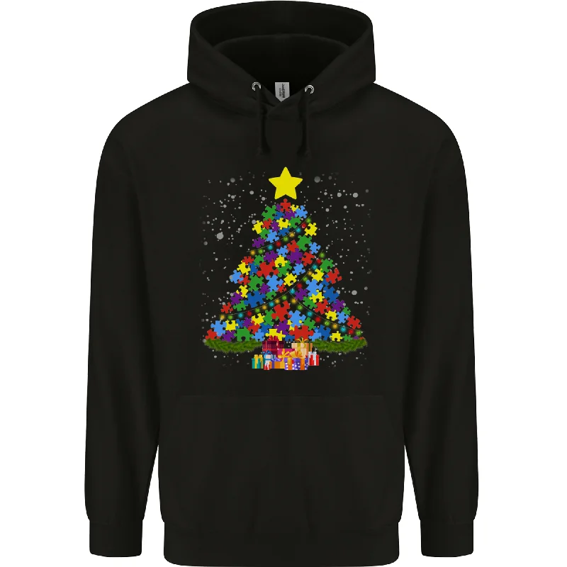 Autism Christmas Tree Autistic Awareness Mens 80% Cotton Hoodie Hoodie with Zipper Placket Modern Functional Autism Christmas Tree Autistic Awareness Mens 80% Cotton Hoodie Hoodie with Zipper Placket Modern Functional
