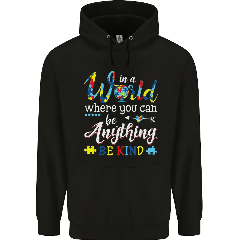 Autism In a World Be Kind Autistic ASD Mens 80% Cotton Hoodie Hoodie with Turtle Neck Cozy Winter Autism In a World Be Kind Autistic ASD Mens 80% Cotton Hoodie Hoodie with Turtle Neck Cozy Winter