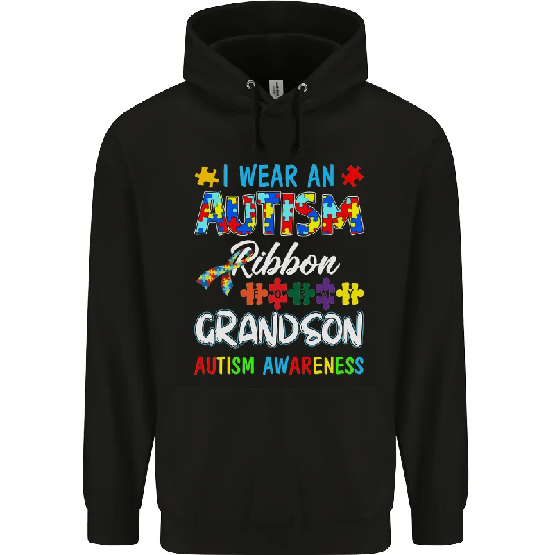 Autism Ribbon For My Grandson Autistic ASD Mens 80% Cotton Hoodie Hoodie with Pastel Soft Subtle Autism Ribbon For My Grandson Autistic ASD Mens 80% Cotton Hoodie Hoodie with Pastel Soft Subtle