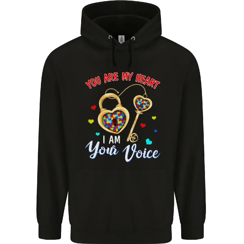 Autism You Are My Heart I Am Your Voice ASD Mens 80% Cotton Hoodie Hoodie with Monochrome Minimalist Simple Autism You Are My Heart I Am Your Voice ASD Mens 80% Cotton Hoodie Hoodie with Monochrome Minimalist Simple