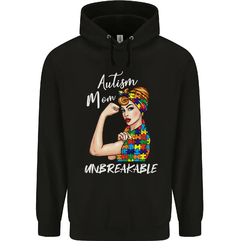 Autistic Mum Unbreakable Autism ASD Mens 80% Cotton Hoodie Hoodie with Front Slit Layering Stylish Autistic Mum Unbreakable Autism ASD Mens 80% Cotton Hoodie Hoodie with Front Slit Layering Stylish