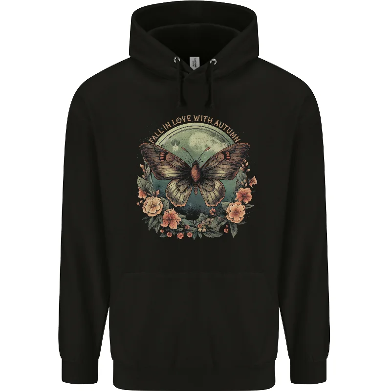 Autumn Butterfly and Flowers Mens 80% Cotton Hoodie Hoodie with Hem Lace Feminine Delicate Autumn Butterfly and Flowers Mens 80% Cotton Hoodie Hoodie with Hem Lace Feminine Delicate