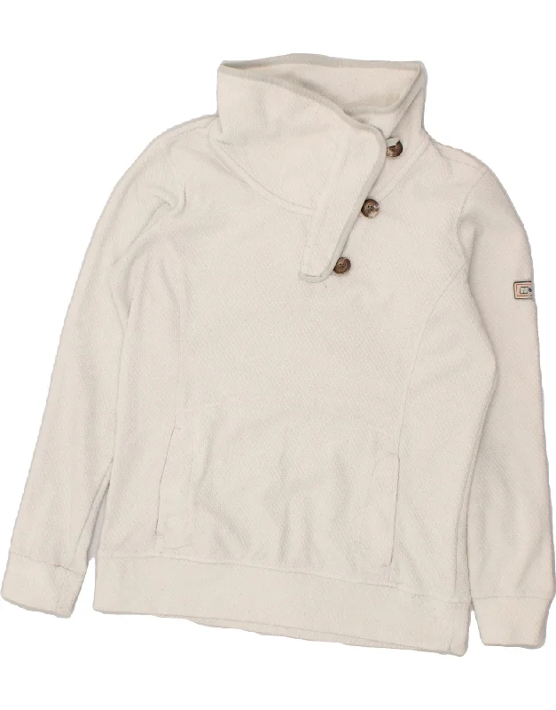 BERGHAUS Girls Button Neck Sweatshirt Jumper 9-10 Years Off White Hoodie with Side Slits Relaxed Casual BERGHAUS Girls Button Neck Sweatshirt Jumper 9-10 Years Off White Hoodie with Side Slits Relaxed Casual