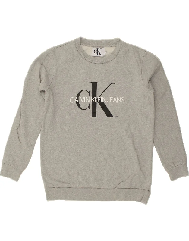 CALVIN KLEIN JEANS Mens Graphic Sweatshirt Jumper Small Grey Cotton Hoodie with Contrast Stitching Detailed Premium CALVIN KLEIN JEANS Mens Graphic Sweatshirt Jumper Small Grey Cotton Hoodie with Contrast Stitching Detailed Premium