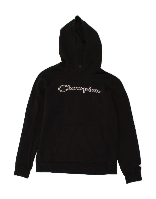 CHAMPION Boys Graphic Hoodie Jumper 15-16 Years 2XL Black Cotton Hoodie with Magnetic Closure Innovative Modern CHAMPION Boys Graphic Hoodie Jumper 15-16 Years 2XL Black Cotton Hoodie with Magnetic Closure Innovative Modern