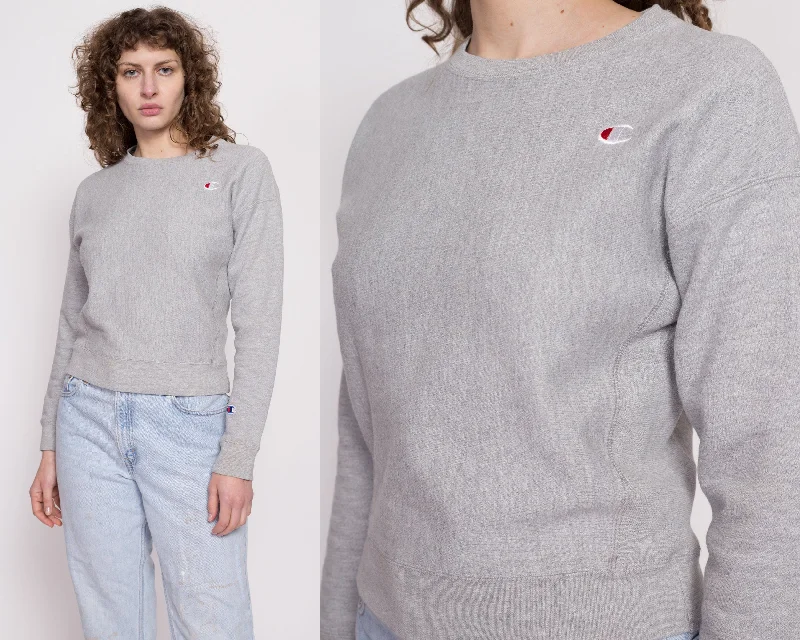 Champion Heather Grey Cropped Sweatshirt - Extra Small Hoodie with Snap Buttons Easy Quick Champion Heather Grey Cropped Sweatshirt - Extra Small Hoodie with Snap Buttons Easy Quick