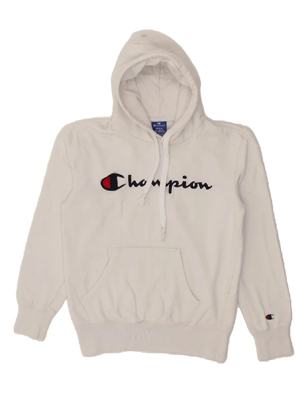 CHAMPION Mens Graphic Hoodie Jumper Small White Cotton Hoodie with Color Block Contrast Stylish CHAMPION Mens Graphic Hoodie Jumper Small White Cotton Hoodie with Color Block Contrast Stylish