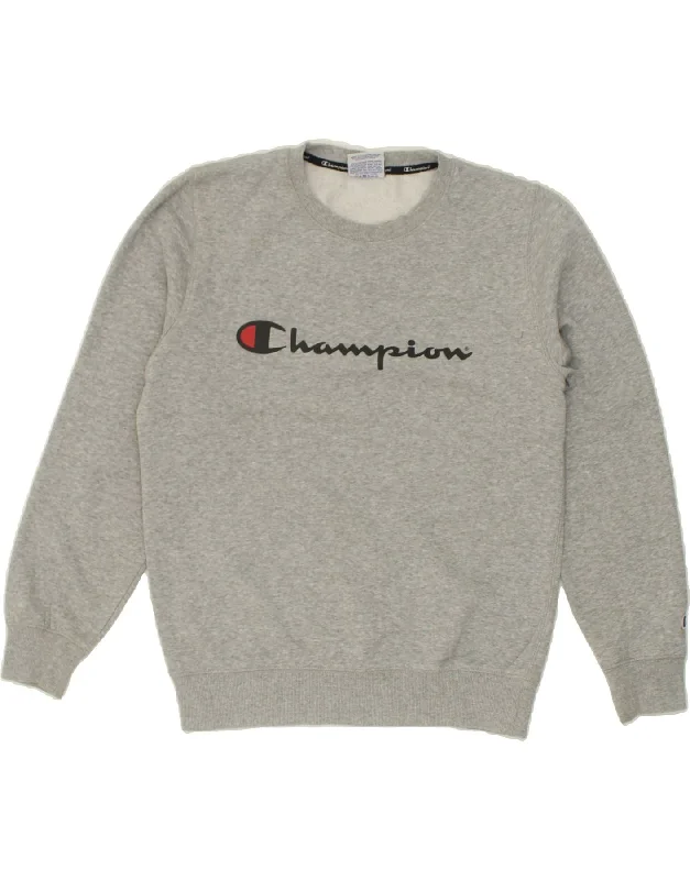 CHAMPION Mens Graphic Sweatshirt Jumper Small Grey Cotton Hoodie with Neon Bright Vibrant CHAMPION Mens Graphic Sweatshirt Jumper Small Grey Cotton Hoodie with Neon Bright Vibrant