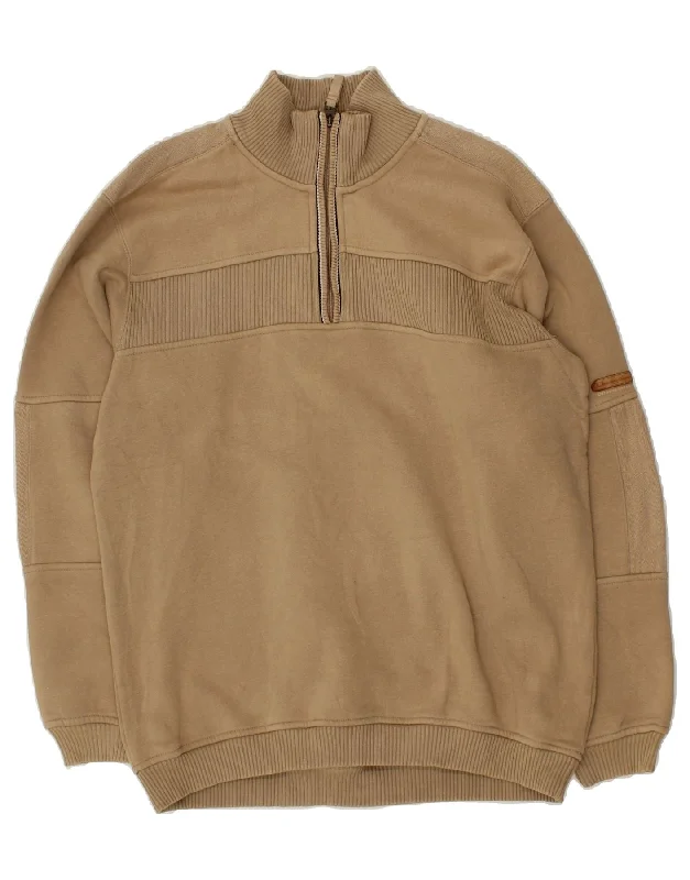 CHAMPION Mens Zip Neck Sweatshirt Jumper Large Brown Cotton Graphic Hoodie Design Print CHAMPION Mens Zip Neck Sweatshirt Jumper Large Brown Cotton Graphic Hoodie Design Print