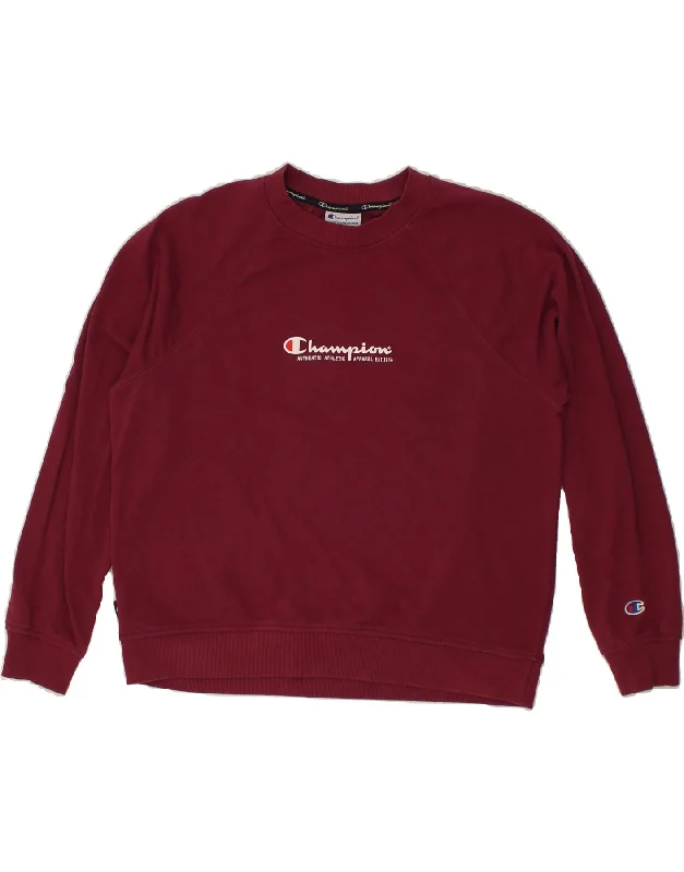 CHAMPION Womens Graphic Sweatshirt Jumper UK 18 XL Burgundy Cotton Hoodie with Tied Waist Feminine Flattering CHAMPION Womens Graphic Sweatshirt Jumper UK 18 XL Burgundy Cotton Hoodie with Tied Waist Feminine Flattering