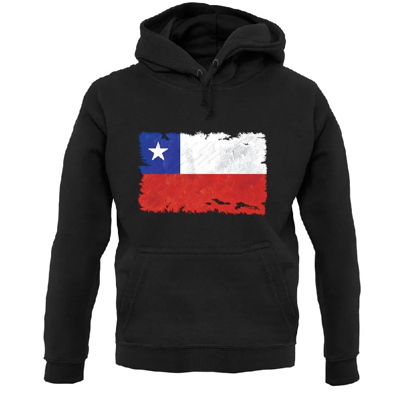 Chile Grunge Style Flag Unisex Hoodie Hoodie with Hem Elastic Stretchable Comfortable Chile Grunge Style Flag Unisex Hoodie Hoodie with Hem Elastic Stretchable Comfortable