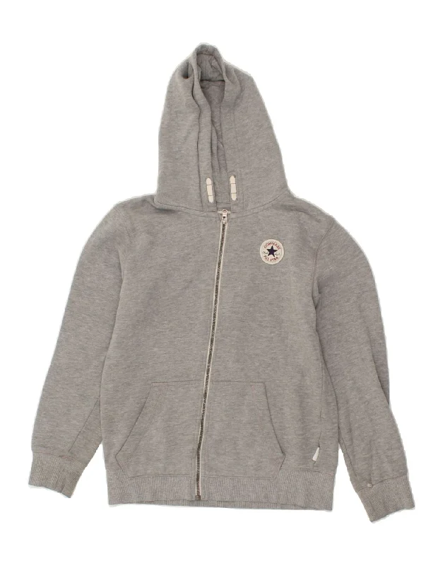 CONVERSE Boys Zip Hoodie Sweater 12-13 Years Large Grey Cotton Hoodie with Elastic Waist Stretchable Comfortable CONVERSE Boys Zip Hoodie Sweater 12-13 Years Large Grey Cotton Hoodie with Elastic Waist Stretchable Comfortable