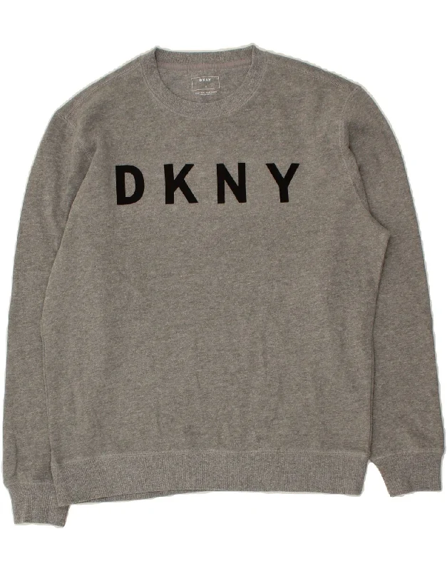 DKNY Mens Graphic Sweatshirt Jumper Medium Grey Polyester Hoodie with Lace Feminine Delicate DKNY Mens Graphic Sweatshirt Jumper Medium Grey Polyester Hoodie with Lace Feminine Delicate
