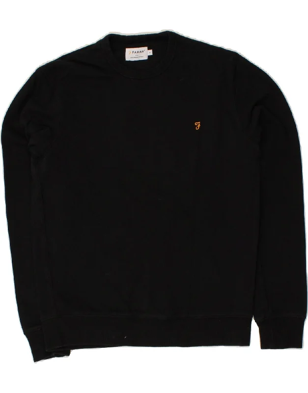 FARAH Mens Sweatshirt Jumper Medium Black Cotton Hoodie with Oversized Fit Loose Comfortable FARAH Mens Sweatshirt Jumper Medium Black Cotton Hoodie with Oversized Fit Loose Comfortable