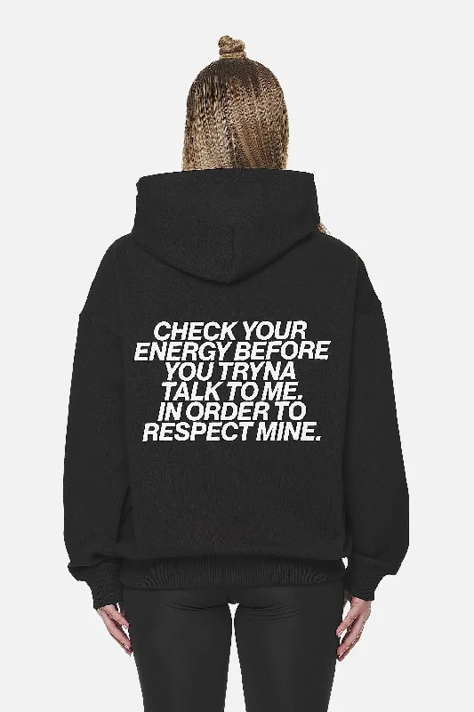 Habana Oversized Hoodie Black Hoodie with Puffed Sleeves Voluminous Trendy