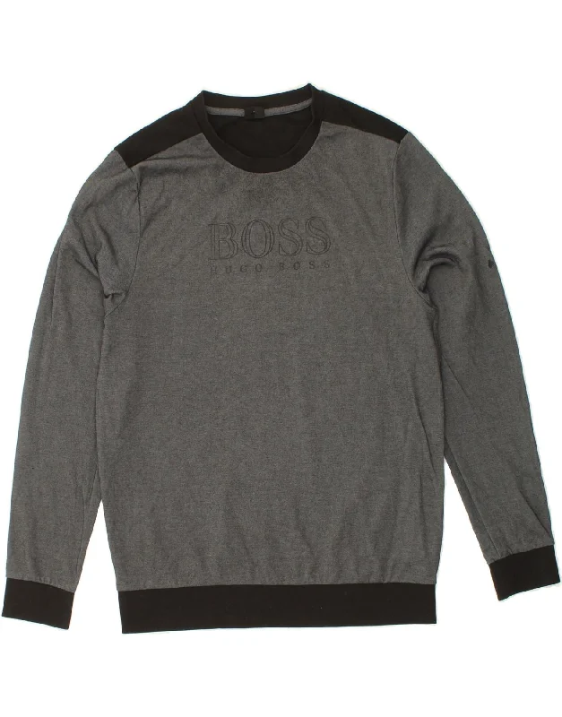 HUGO BOSS Mens Slim Graphic Sweatshirt Jumper XL Grey Colourblock Cotton Hoodie with Drop Shoulder Relaxed Streetwear HUGO BOSS Mens Slim Graphic Sweatshirt Jumper XL Grey Colourblock Cotton Hoodie with Drop Shoulder Relaxed Streetwear