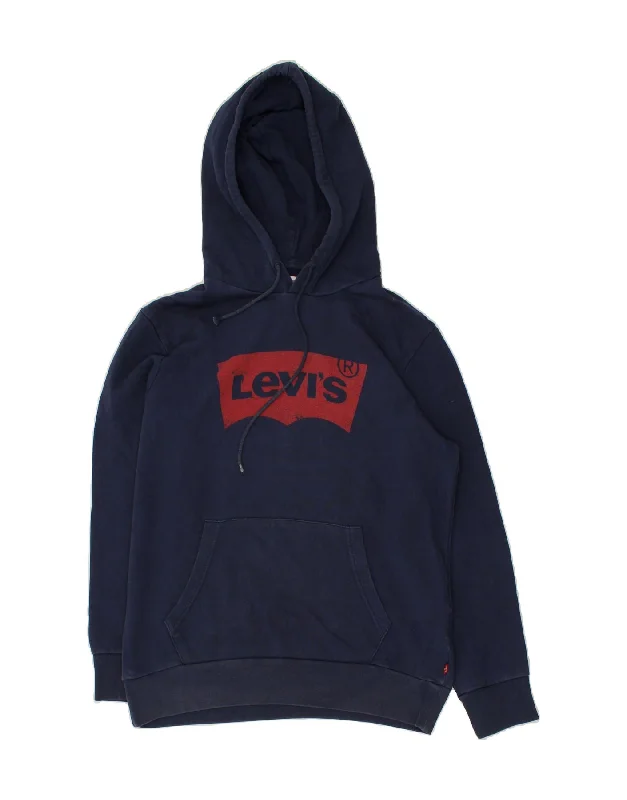 LEVI'S Mens Graphic Hoodie Jumper Small Navy Blue Cotton Hoodie with Lining Warm Insulated LEVI'S Mens Graphic Hoodie Jumper Small Navy Blue Cotton Hoodie with Lining Warm Insulated