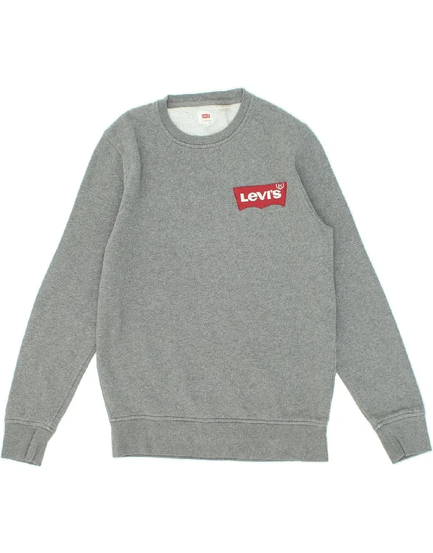 LEVI'S Mens Graphic Sweatshirt Jumper Small Grey Cotton Hoodie with Pastel Soft Subtle LEVI'S Mens Graphic Sweatshirt Jumper Small Grey Cotton Hoodie with Pastel Soft Subtle
