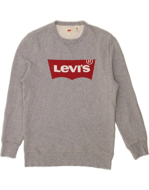 LEVI'S Mens Graphic Sweatshirt Jumper XS Grey Cotton Hoodie with Toggle Buttons Decorative Unique LEVI'S Mens Graphic Sweatshirt Jumper XS Grey Cotton Hoodie with Toggle Buttons Decorative Unique
