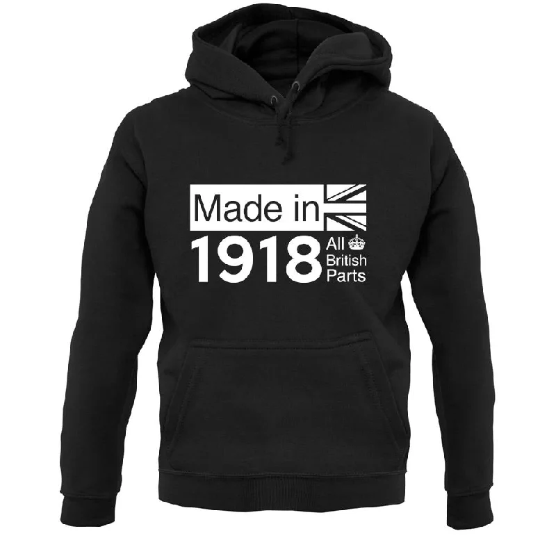 Made In 1918 All British Parts Crown Unisex Hoodie Hoodie with Slim Fit Tailored Modern Made In 1918 All British Parts Crown Unisex Hoodie Hoodie with Slim Fit Tailored Modern