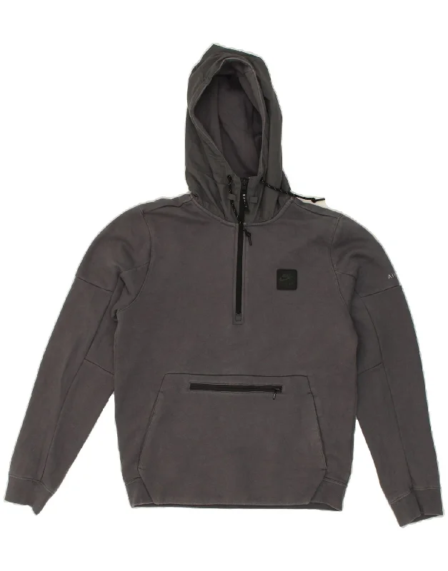 NIKE Mens Zip Neck Hoodie Jumper Small Grey Cotton Hoodie with Drop Shoulder Relaxed Streetwear NIKE Mens Zip Neck Hoodie Jumper Small Grey Cotton Hoodie with Drop Shoulder Relaxed Streetwear