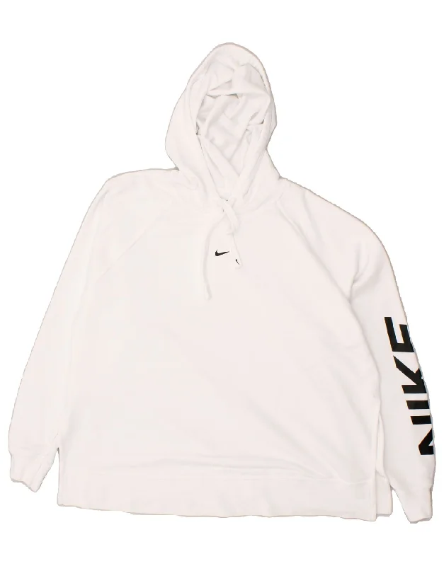 NIKE Womens Graphic Hoodie Jumper UK 16 Large White Hoodie with Cuffed Sleeves Snug Secure NIKE Womens Graphic Hoodie Jumper UK 16 Large White Hoodie with Cuffed Sleeves Snug Secure