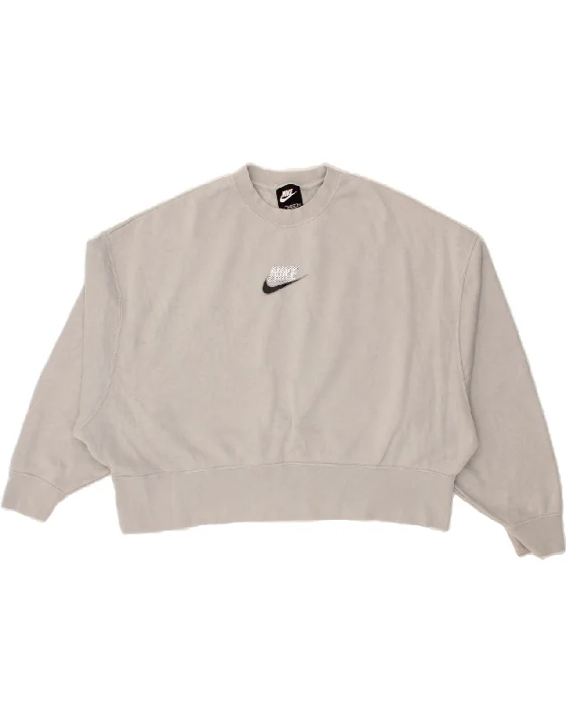 NIKE Womens Loose Fit Graphic Sweatshirt Jumper UK 10 Small Grey Cotton Graphic Hoodie Design Print NIKE Womens Loose Fit Graphic Sweatshirt Jumper UK 10 Small Grey Cotton Graphic Hoodie Design Print