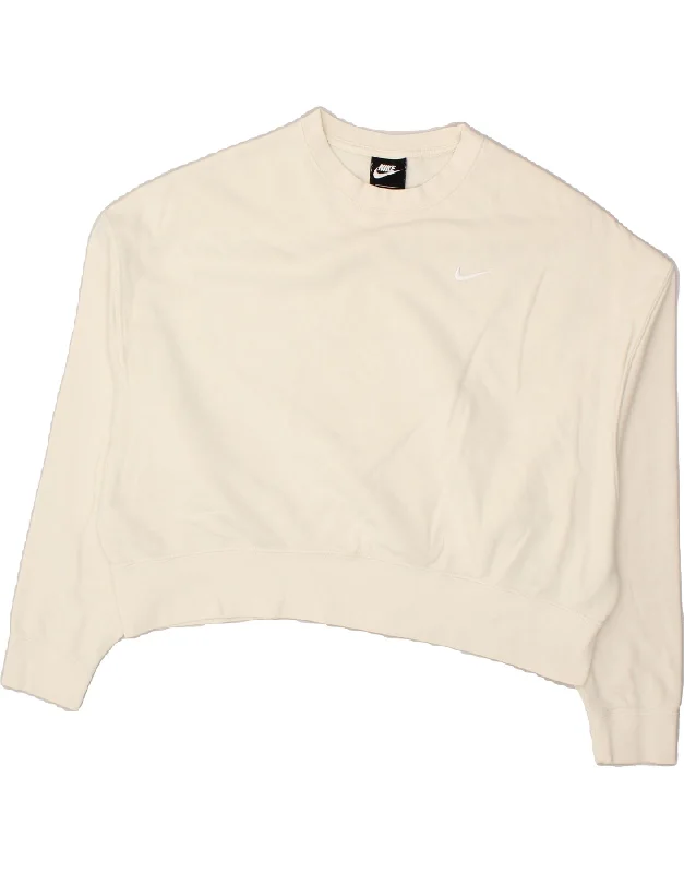 NIKE Womens Oversized Crop Sweatshirt Jumper UK 10 Small Beige Cotton Oversized Hoodie Comfort Casual NIKE Womens Oversized Crop Sweatshirt Jumper UK 10 Small Beige Cotton Oversized Hoodie Comfort Casual