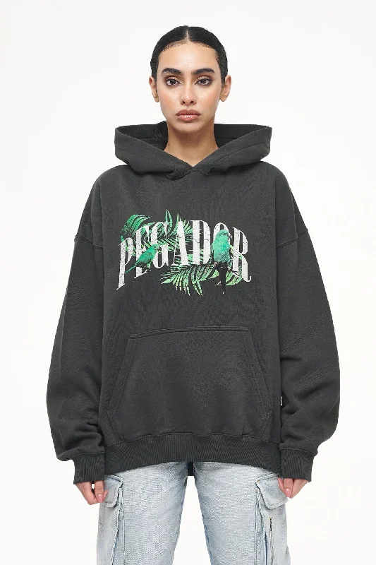 Palm Oversized Hoodie Vintage Washed Iron Grey Hoodie with Illustration Artistic Creative Palm Oversized Hoodie Vintage Washed Iron Grey Hoodie with Illustration Artistic Creative