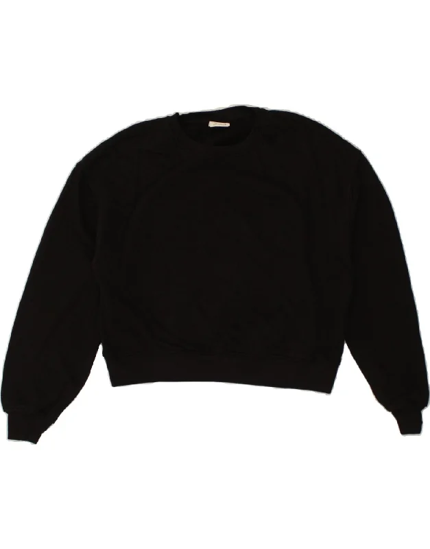 PULL & BEAR Womens Crop Sweatshirt Jumper UK 14 Medium Black Cotton Hoodie with Reflective Safety Nightwear PULL & BEAR Womens Crop Sweatshirt Jumper UK 14 Medium Black Cotton Hoodie with Reflective Safety Nightwear
