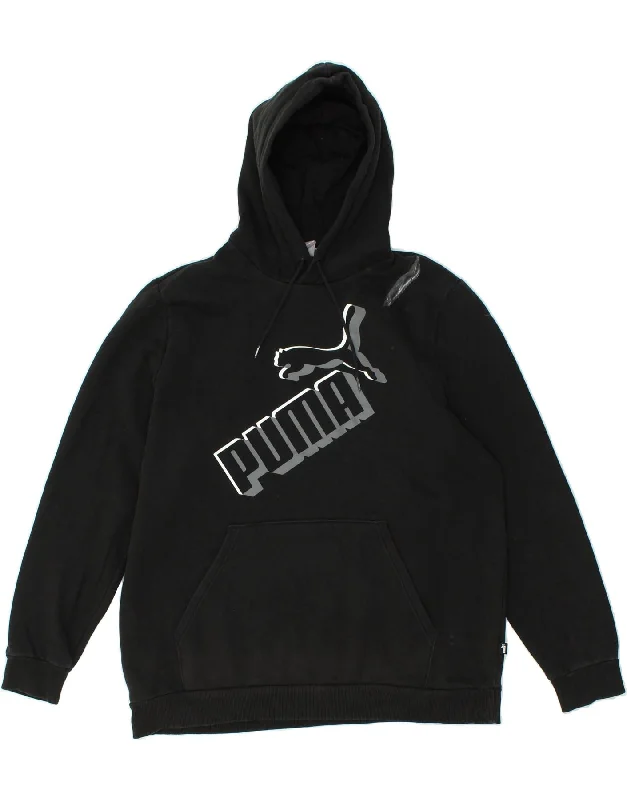 PUMA Mens Graphic Hoodie Jumper XL Black Cotton Hoodie with Embroidery Detailed Premium PUMA Mens Graphic Hoodie Jumper XL Black Cotton Hoodie with Embroidery Detailed Premium