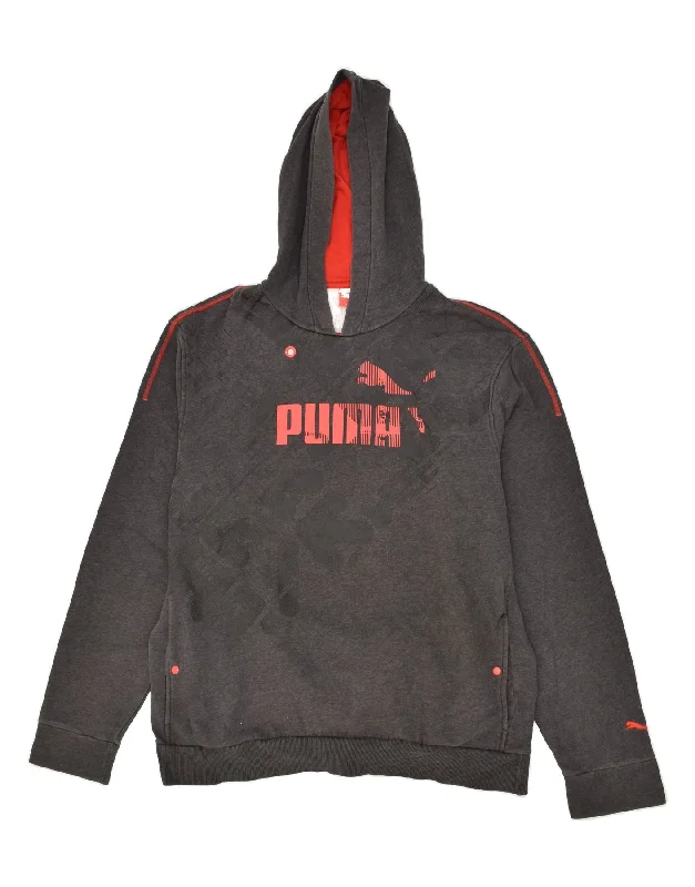 PUMA Mens Graphic Hoodie Jumper XL Grey Cotton Hoodie with Embroidery Detailed Premium PUMA Mens Graphic Hoodie Jumper XL Grey Cotton Hoodie with Embroidery Detailed Premium