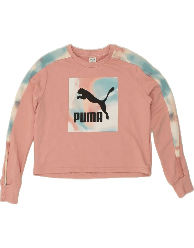 PUMA Womens Graphic Crop Sweatshirt Jumper UK 6 XS Pink Colourblock Hoodie with Toggle Buttons Decorative Unique PUMA Womens Graphic Crop Sweatshirt Jumper UK 6 XS Pink Colourblock Hoodie with Toggle Buttons Decorative Unique